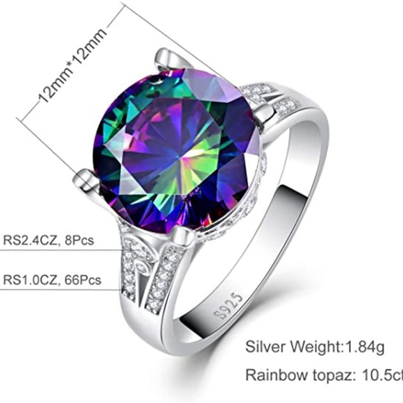 10.5ct Mystic Rainbow Ring - 925 Sterling Silver - Picture 6 of 7